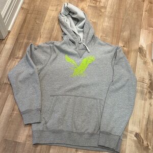 American Eagle Outfitters Gray Hoodie with Neon Green Logo